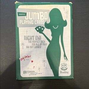 Wembley Jumbo Playing Cards – Green & White Retro Silhouette